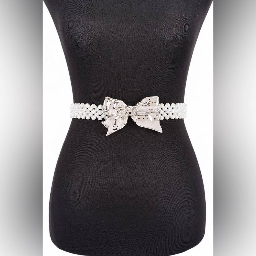 Gold & Silver Bow Pearl Statement Belt